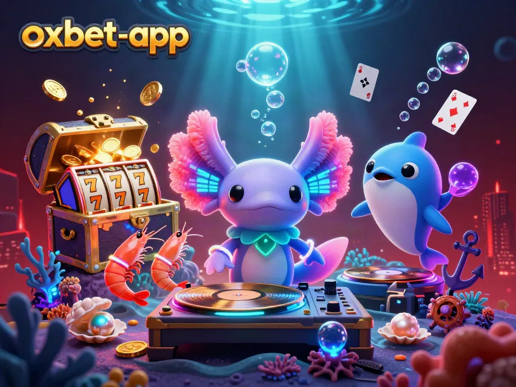 Enhance your play with oxbet-app's vibrant casino-themed underwater scene featuring colorful characters and dynamic gaming elements.