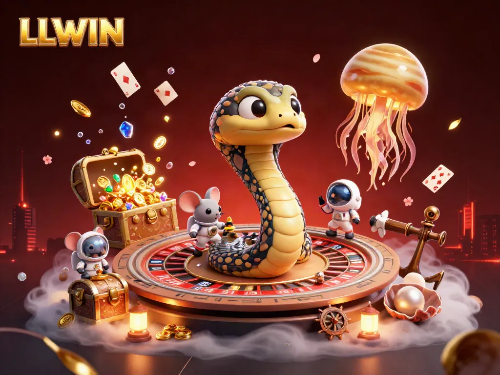 Experience thrilling bets at LLWIN as astronaut mice navigate a roulette wheel galaxy.
