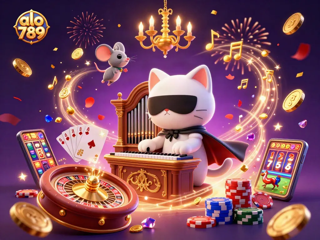 Engage in exhilarating games at alo 789 with a charming casino scene featuring unique characters and vibrant elements.