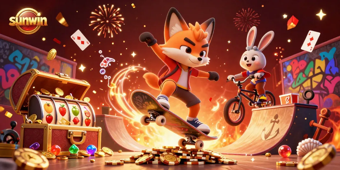Experience the excitement of sunwin casino with 3D cartoon characters in a vibrant gambling scene.