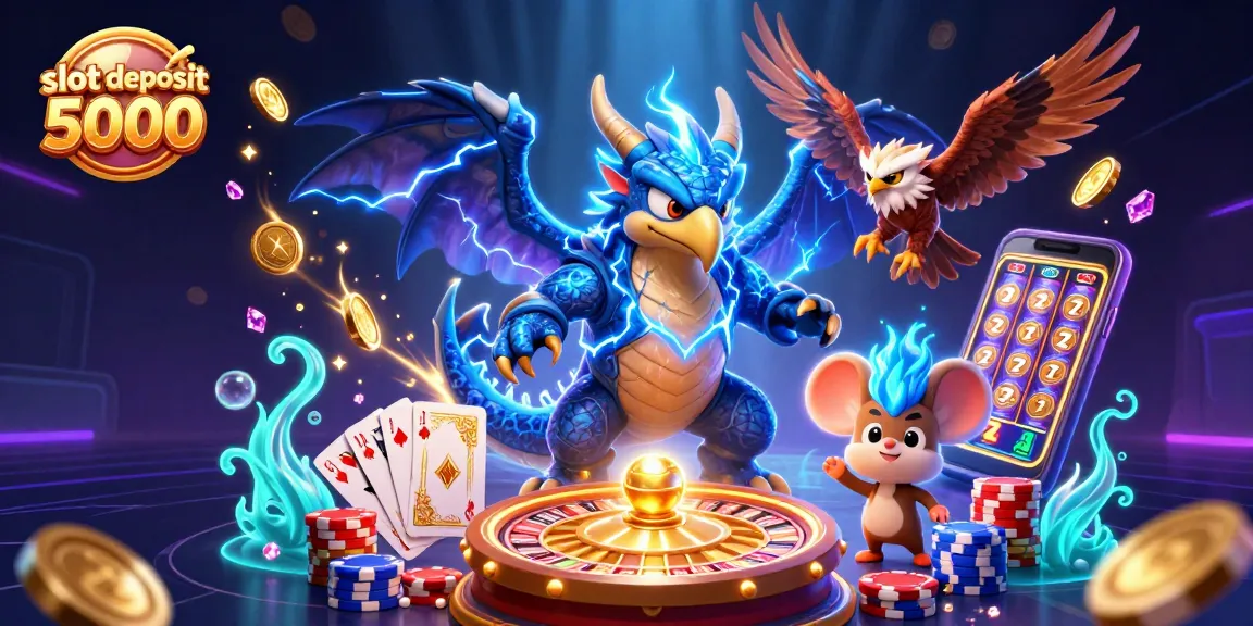 Experience thrilling wins with slot deposit 5000, featuring exciting characters and dynamic casino elements.